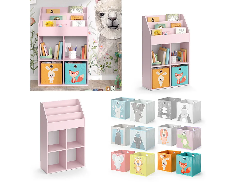 Bibliothèque enfant rose 72x31.2x114.2 luigi