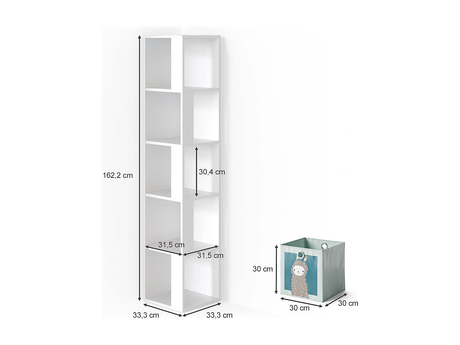 Bibliothèque enfant blanc 33.3x33.3x162.2 lio