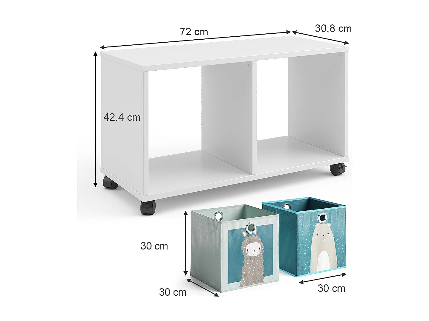 Bibliothèque enfant blanc 72x30.8x42.4