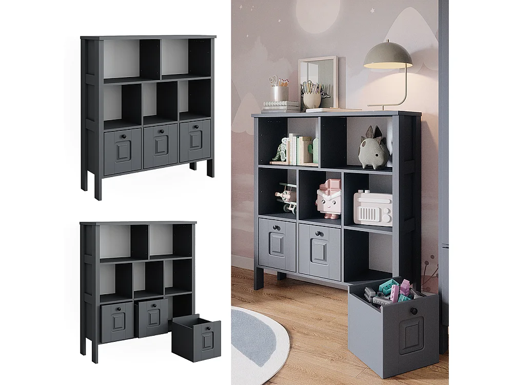 Kinderregal grau 103.6x32.6x113.4 ajaton