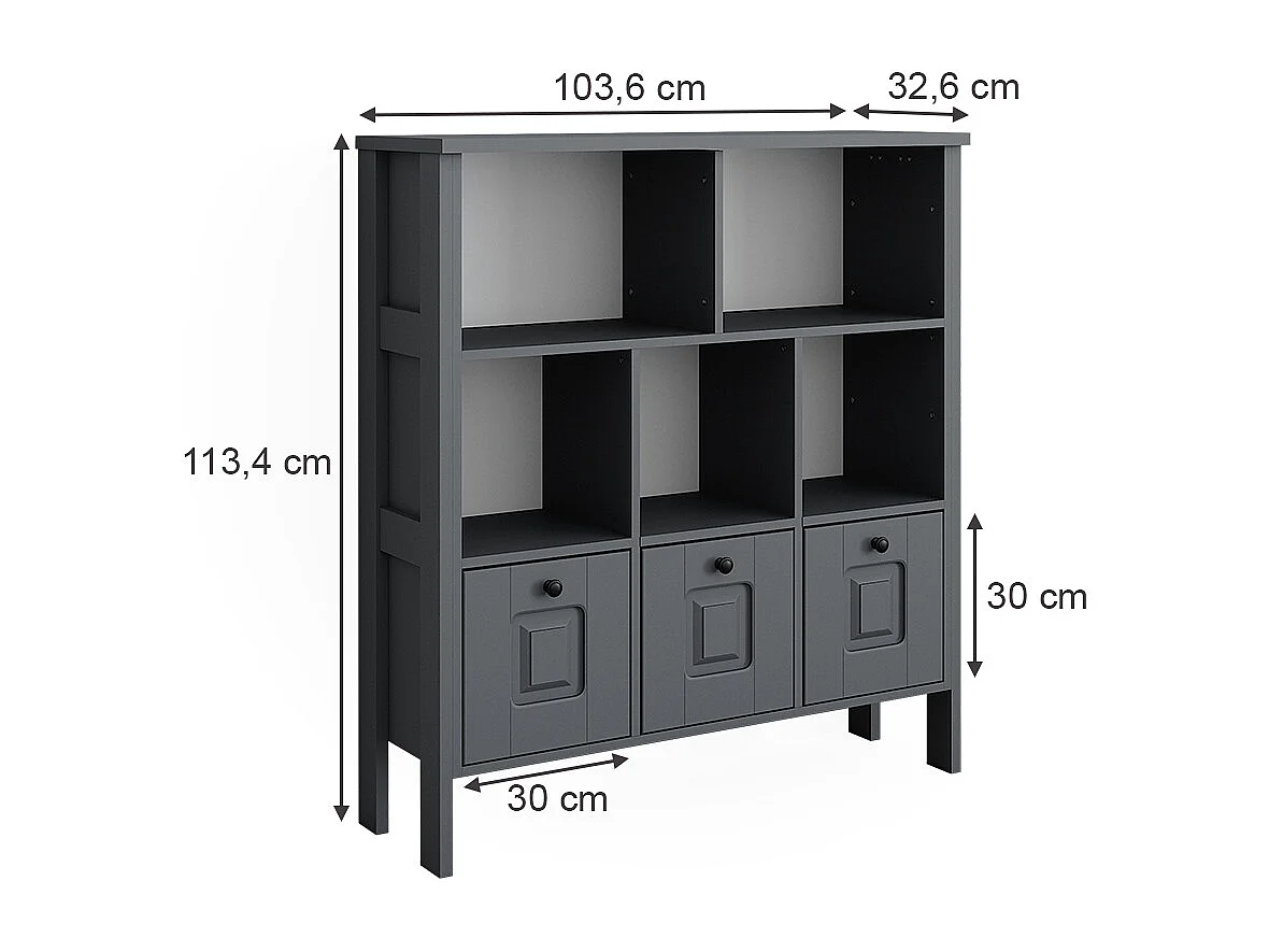 Kinderregal grau 103.6x32.6x113.4 ajaton