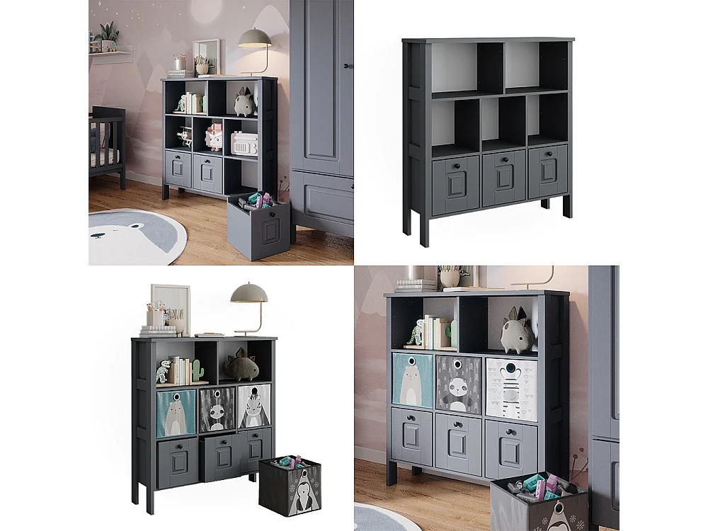 Kinderregal grau 103.6x32.6x113.4 ajaton