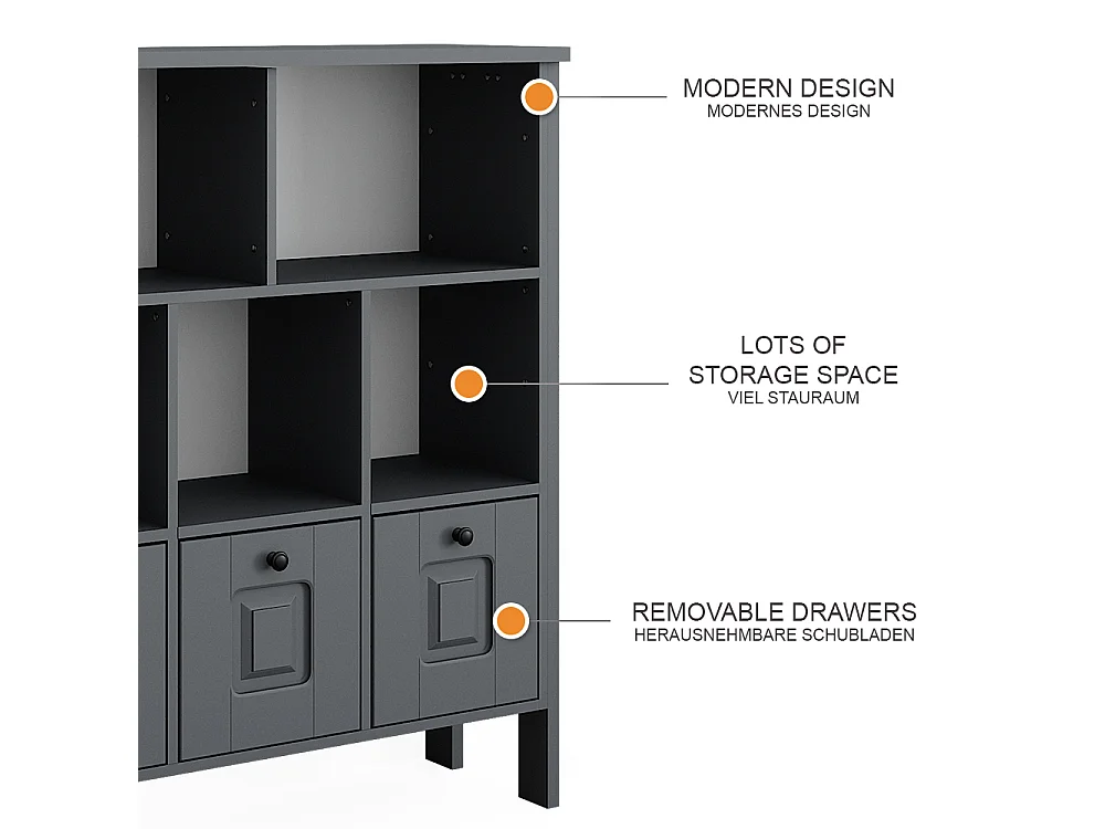 Kinderregal grau 103.6x32.6x113.4 ajaton