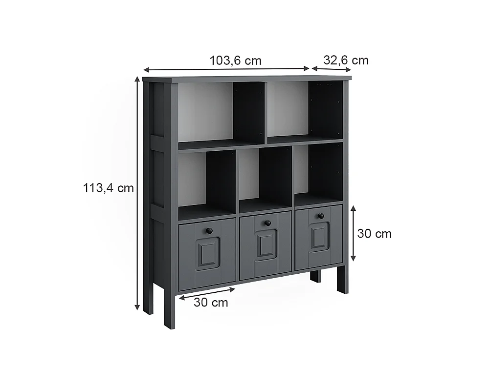 Libreria bambini grigio 103.6x32.6x113.4 ajaton