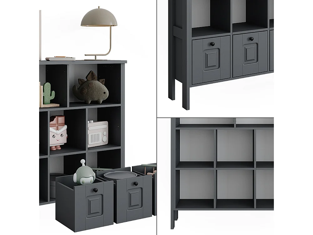 Libreria bambini grigio 103.6x32.6x113.4 ajaton