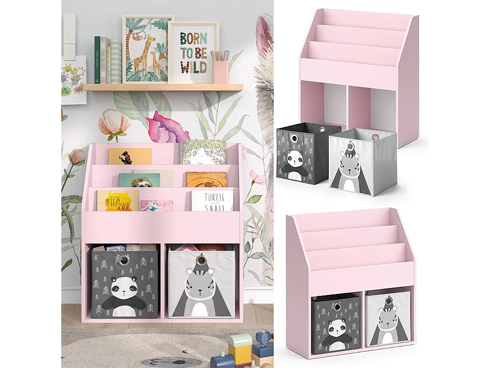 Kinderboekenkast roze 72x30.7x79 luigi