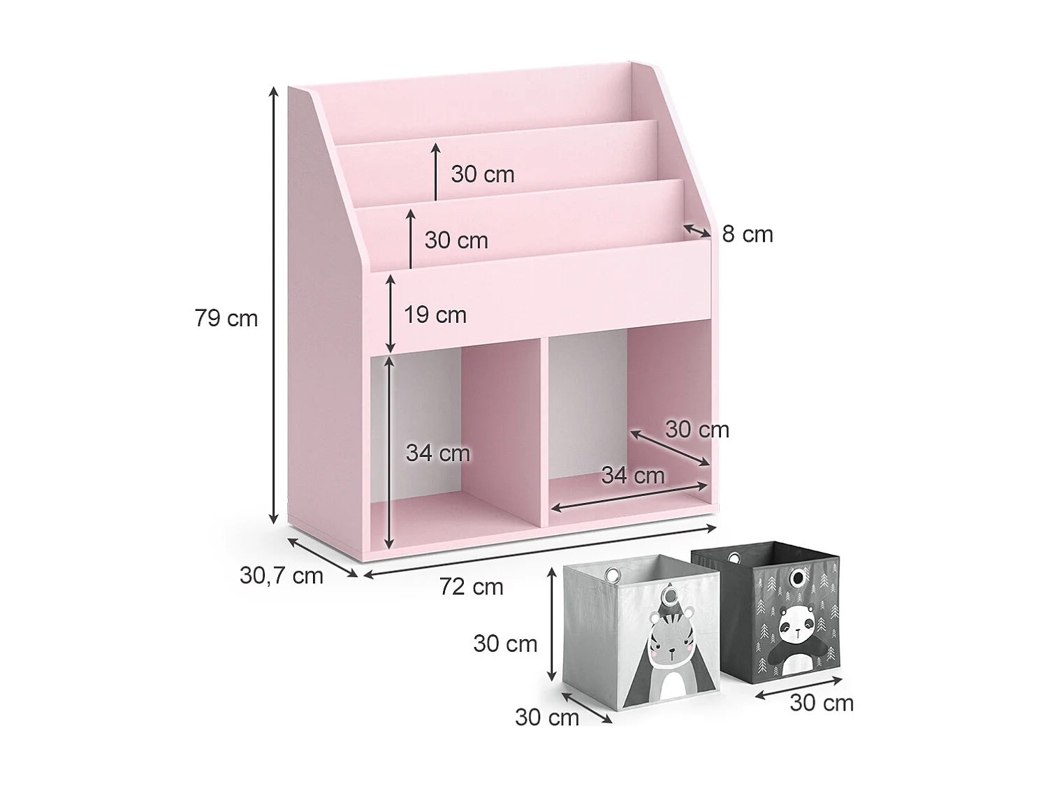 Kinderboekenkast roze 72x30.7x79 luigi