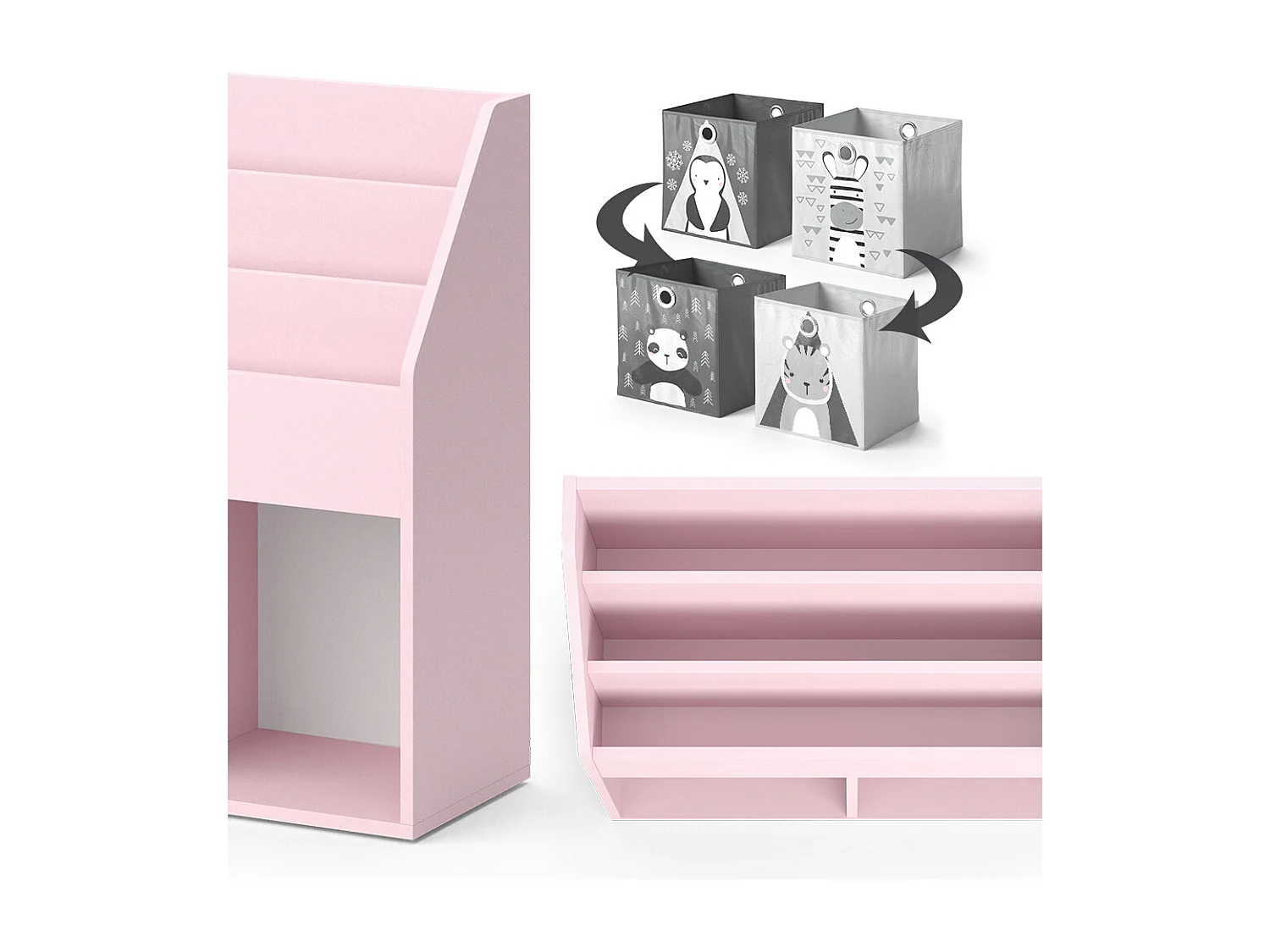 Kinderboekenkast roze 72x30.7x79 luigi