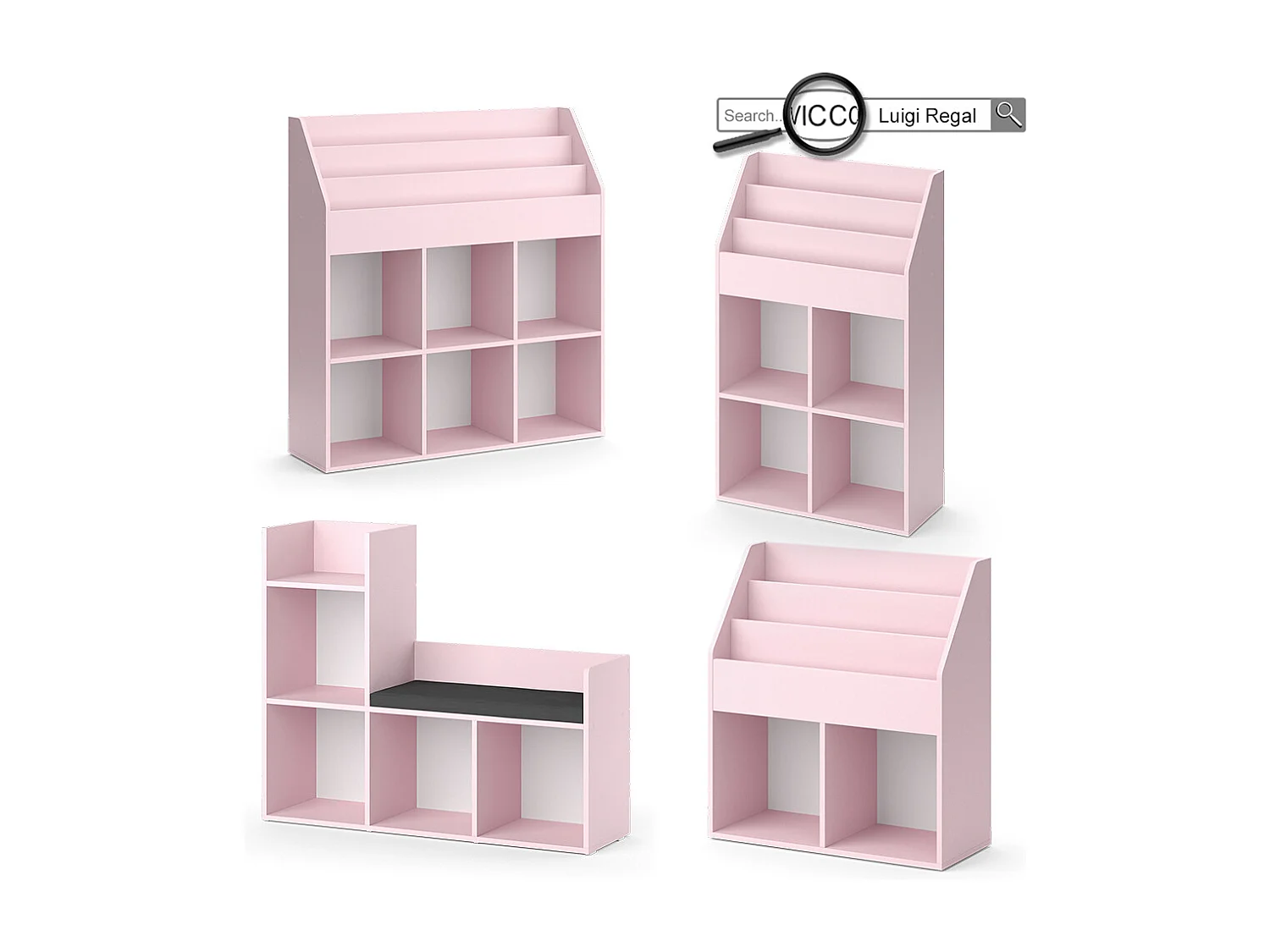 Kinderregal rosa 107.2x31.2x114.2 luigi