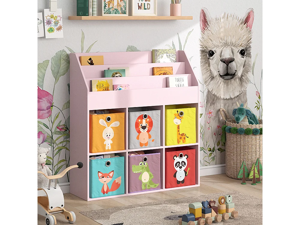 Bibliothèque enfant rose 107.2x31.2x114.2 luigi