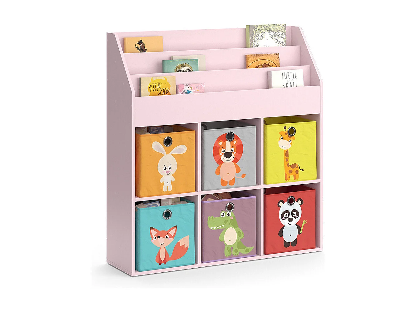 Bibliothèque enfant rose 107.2x31.2x114.2 luigi