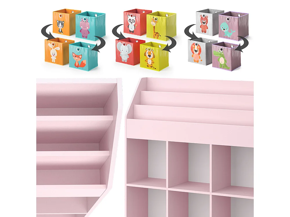 Bibliothèque enfant rose 107.2x31.2x114.2 luigi