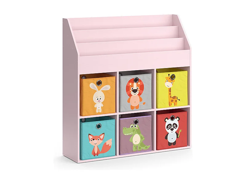 Bibliothèque enfant rose 107.2x31.2x114.2 luigi