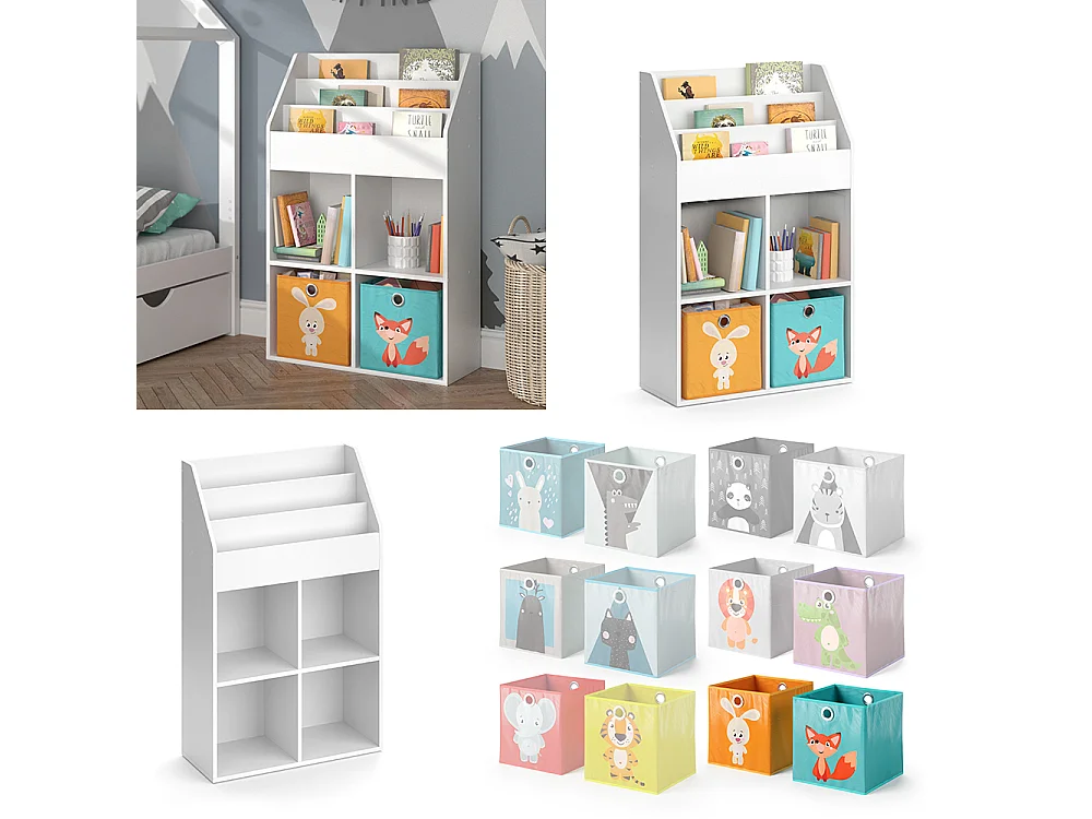 Bibliothèque enfant blanc 72x31.2x114.2 luigi
