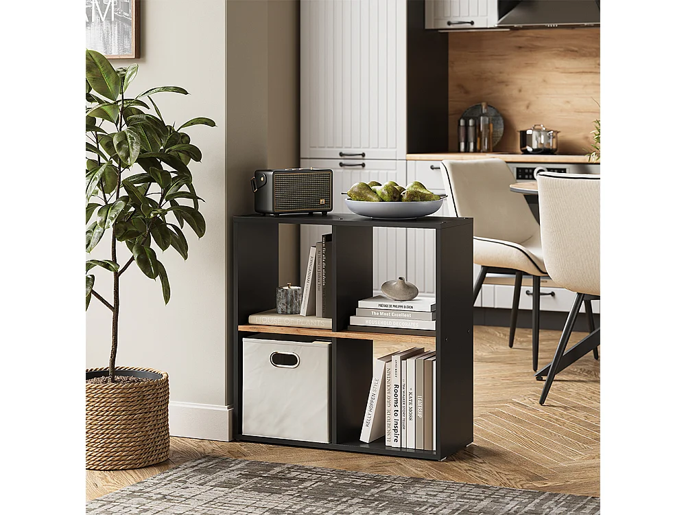 Meuble de rangement cube anthracite/chêne doré 72x29x72.6 tetra