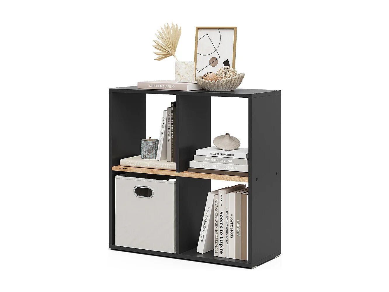 Meuble de rangement cube anthracite/chêne doré 72x29x72.6 tetra
