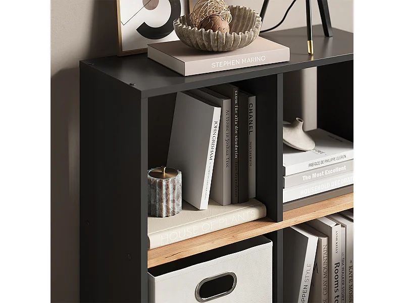 Meuble de rangement cube anthracite/chêne doré 72x29x72.6 tetra