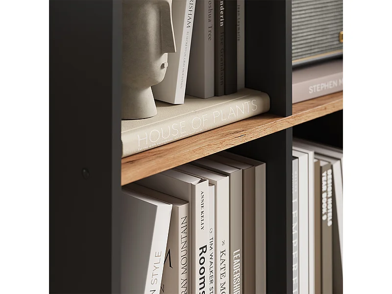 Meuble de rangement cube anthracite/chêne doré 143x29x72 scutum