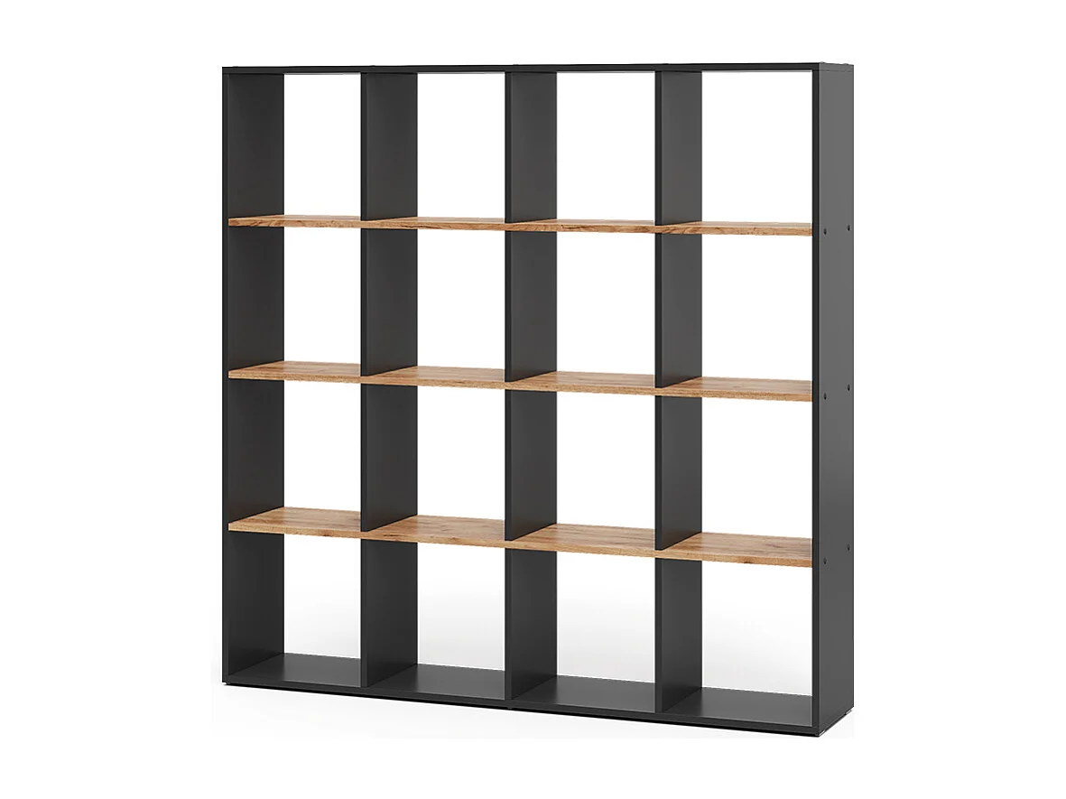 Meuble de rangement cube anthracite/chêne doré 142.4x29x143 karree