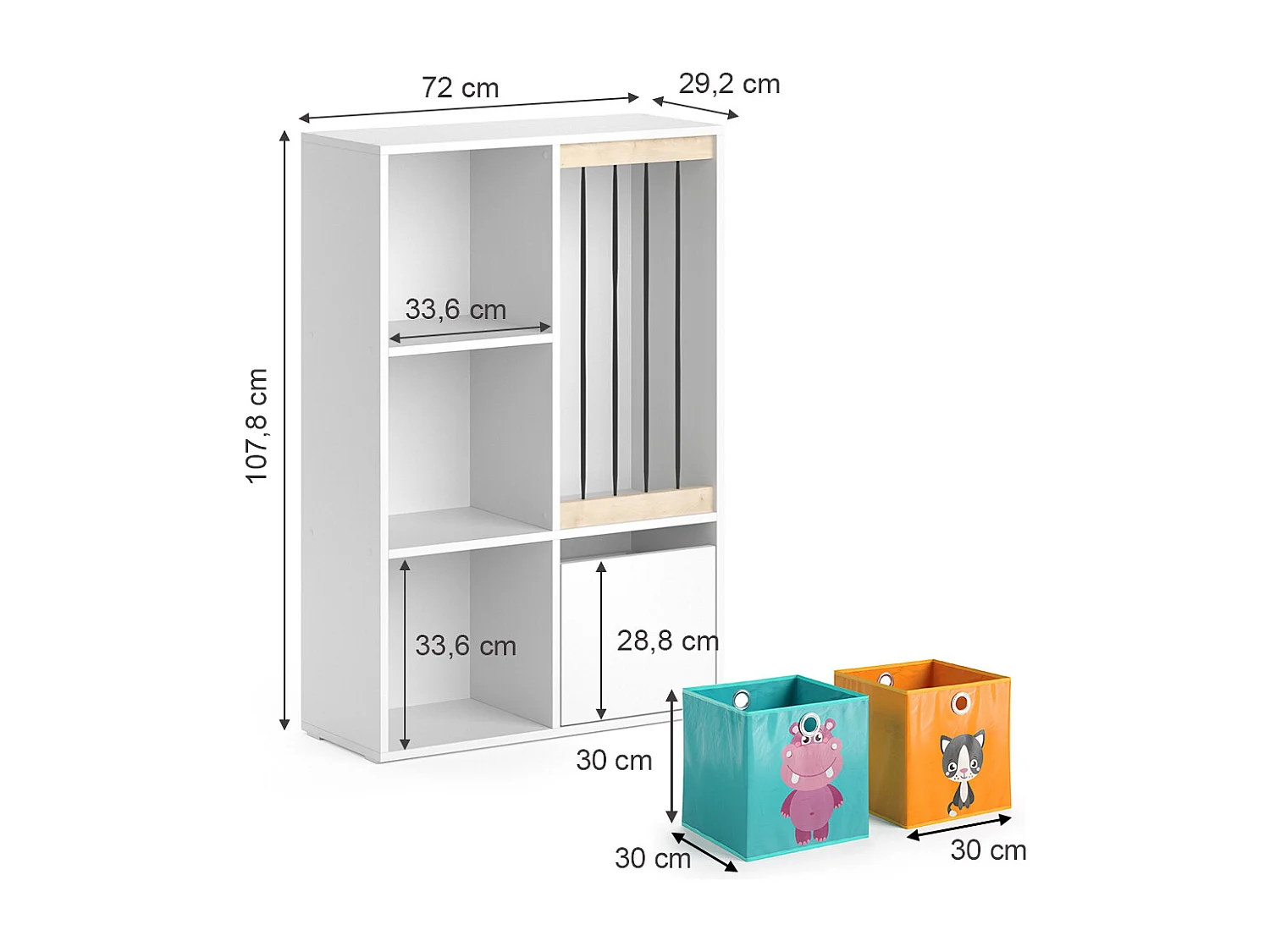 Bibliothèque enfant blanc 29.2x72x107.8 luigi