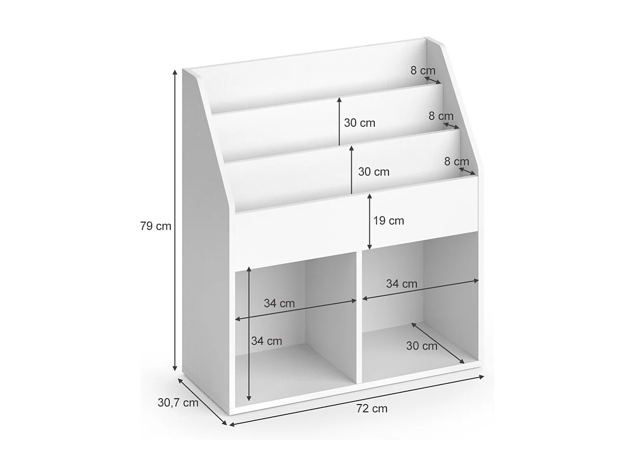 Libreria bambini bianco 72x30.7x79 luigi