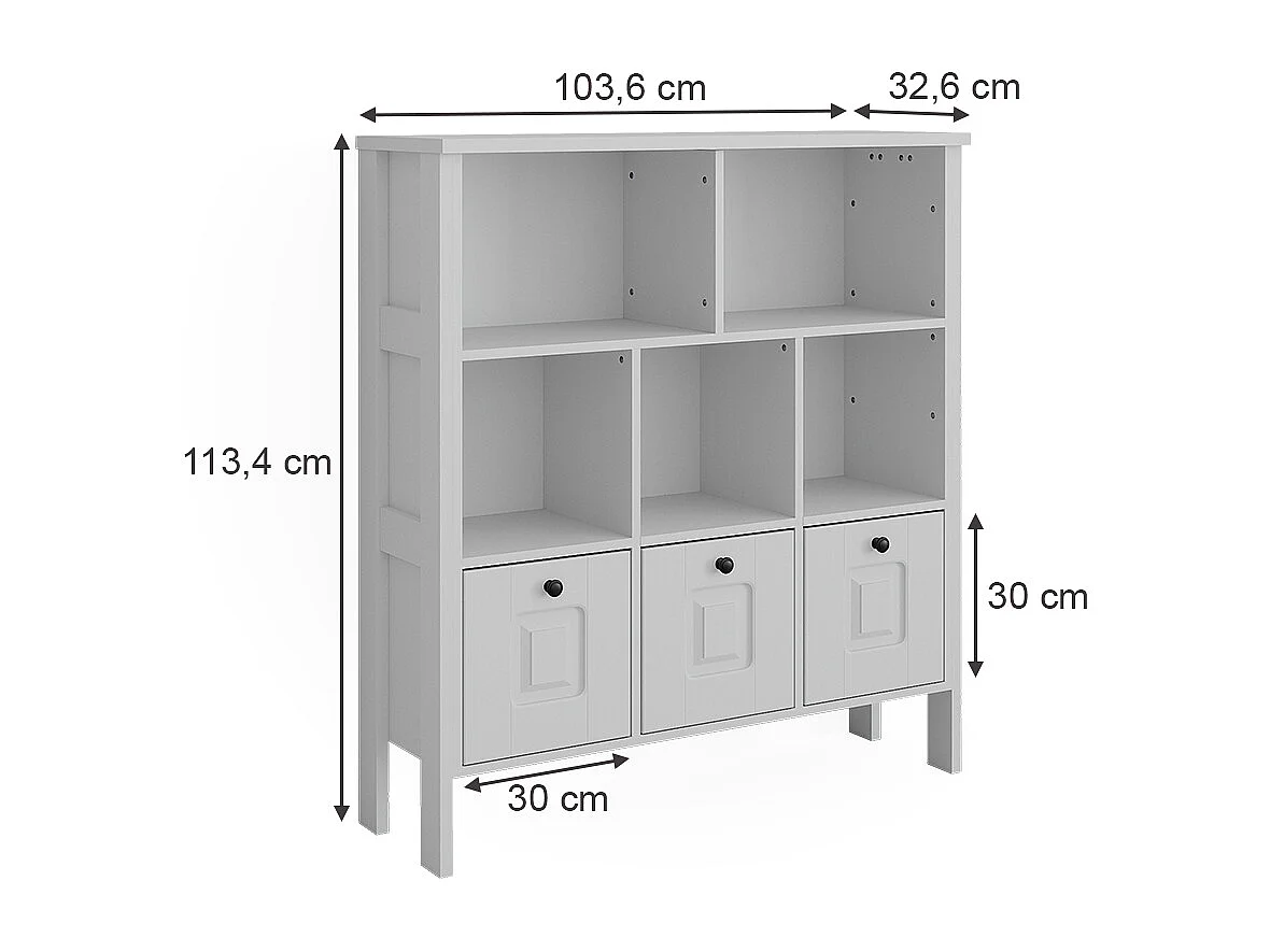 Bibliothèque enfant blanc 103.6x32.6x113.4 ajaton