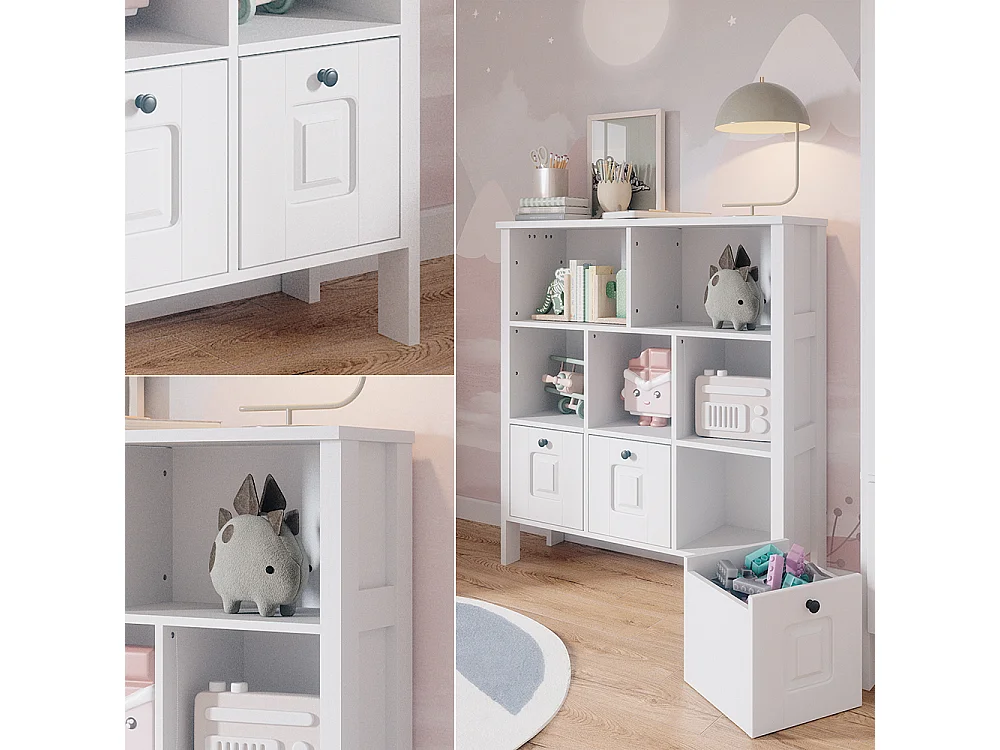 Bibliothèque enfant blanc 103.6x32.6x113.4 ajaton