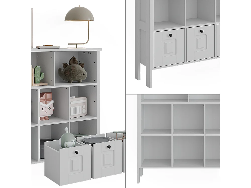 Bibliothèque enfant blanc 103.6x32.6x113.4 ajaton