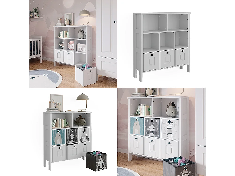 Bibliothèque enfant blanc 103.6x32.6x113.4 ajaton