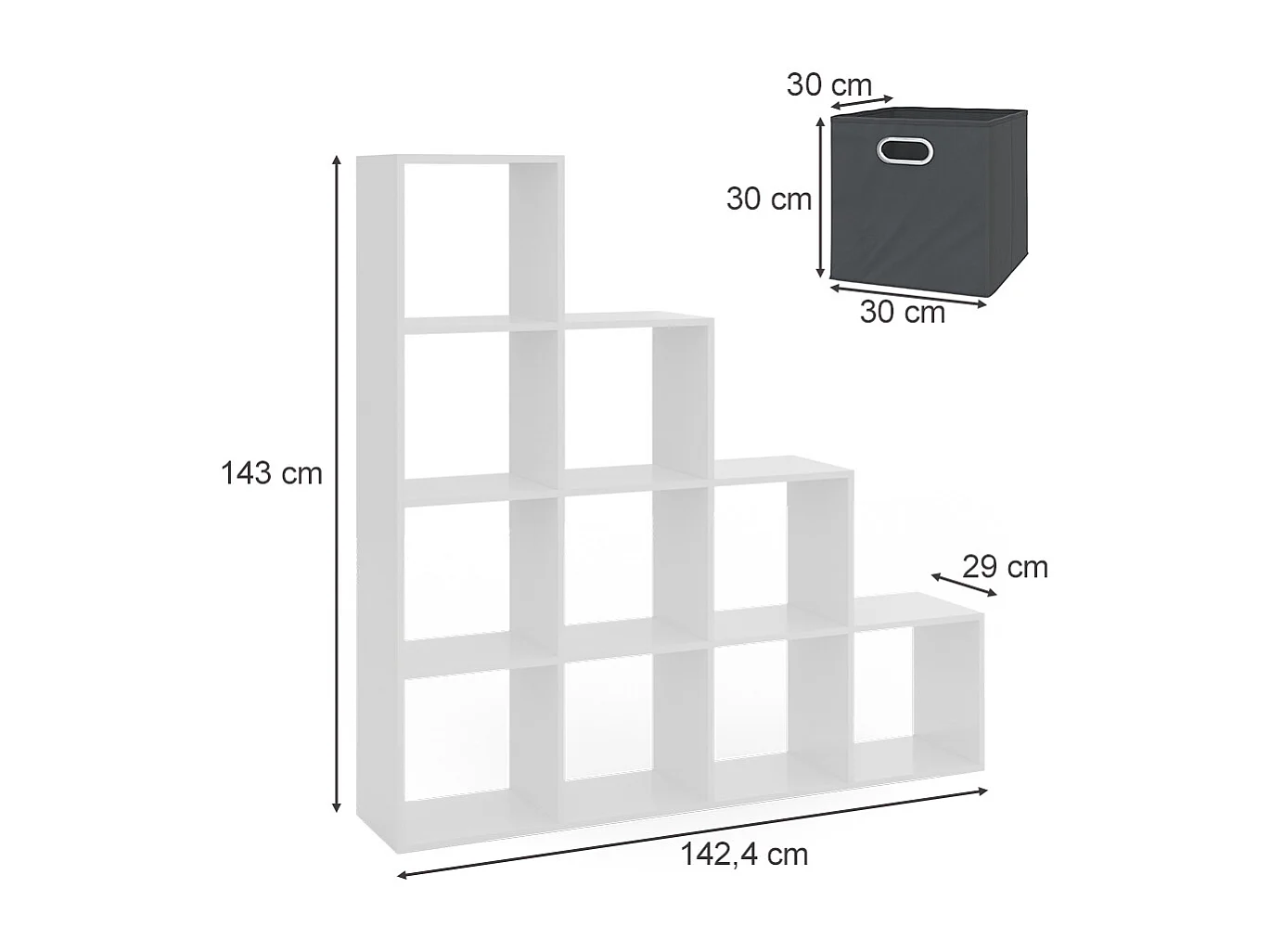 Scaffale per scale bianco 142.5x29x140