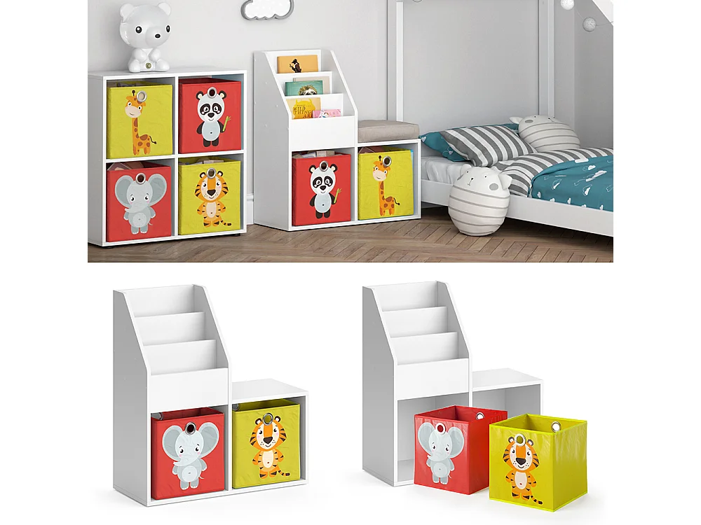 Bibliothèque enfant blanc 30.9x72x79 luigi