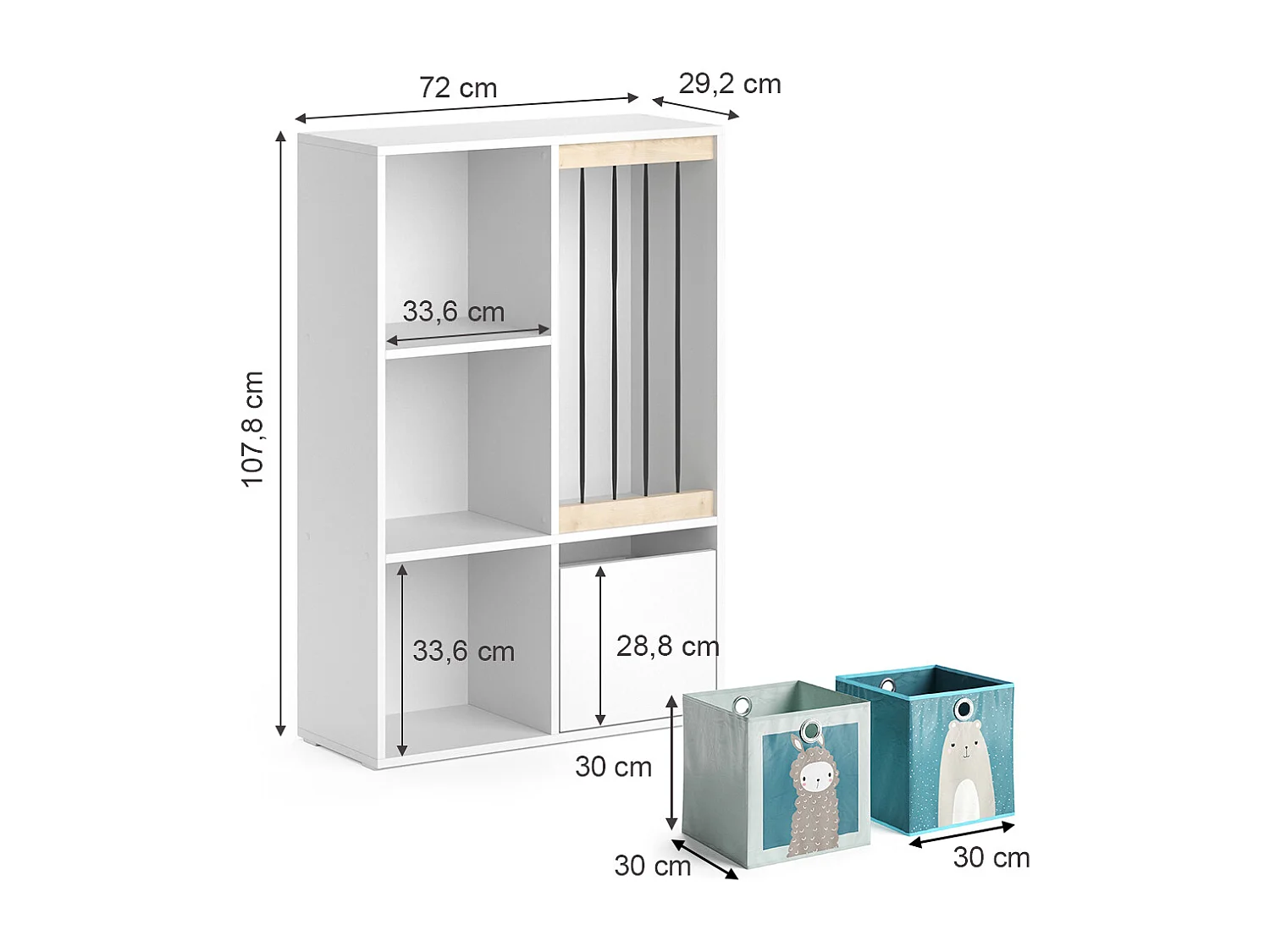 Libreria bambini bianco 29.2x72x107.8 luigi