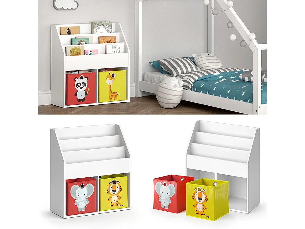 Bibliothèque enfant blanc 72x30.7x79 luigi