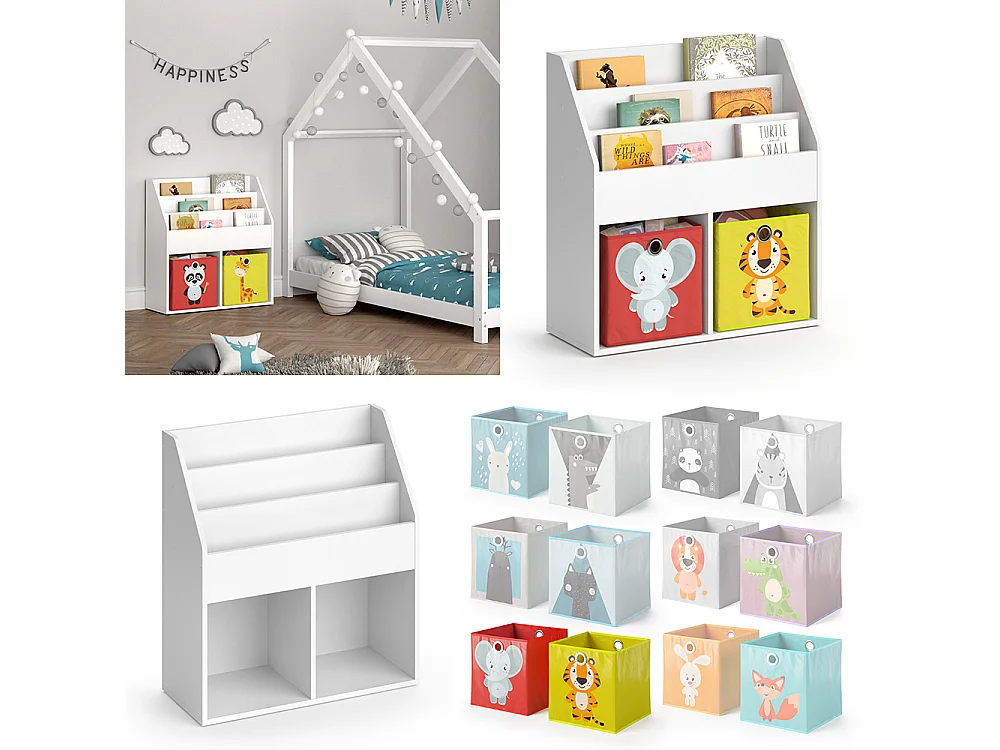 Bibliothèque enfant blanc 72x30.7x79 luigi