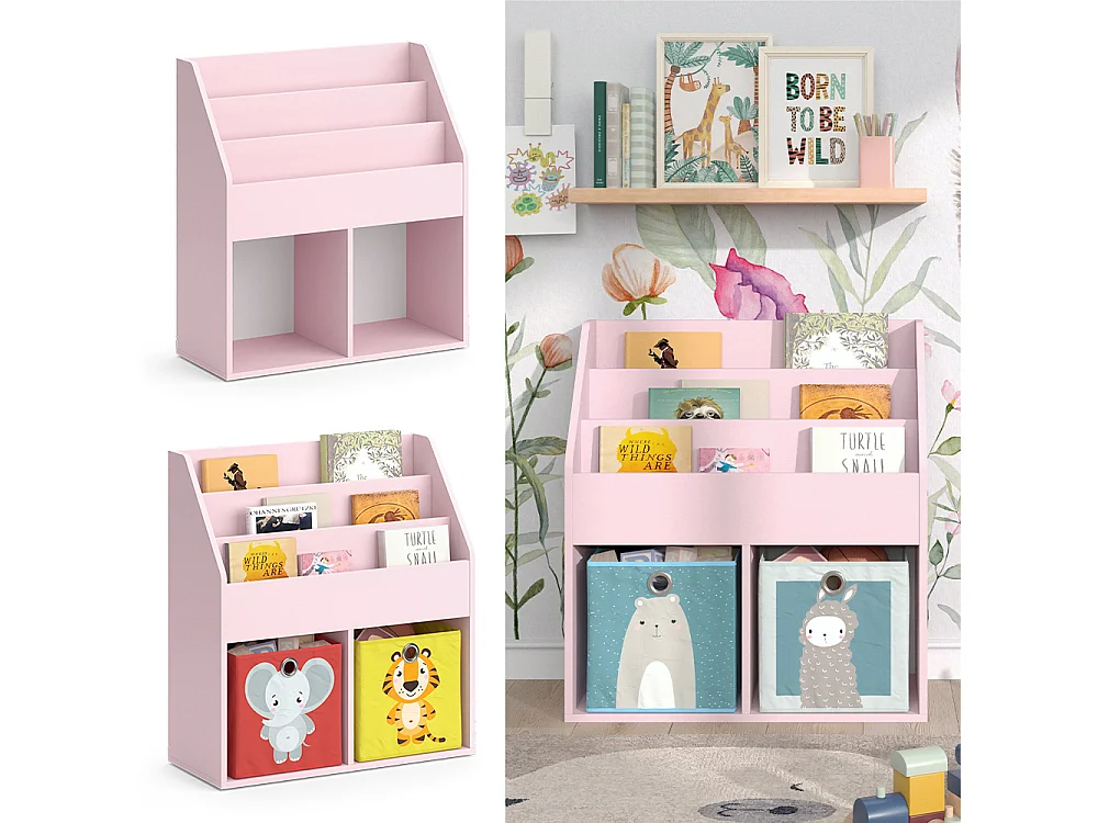 Kinderboekenkast roze 72x30.7x79 luigi