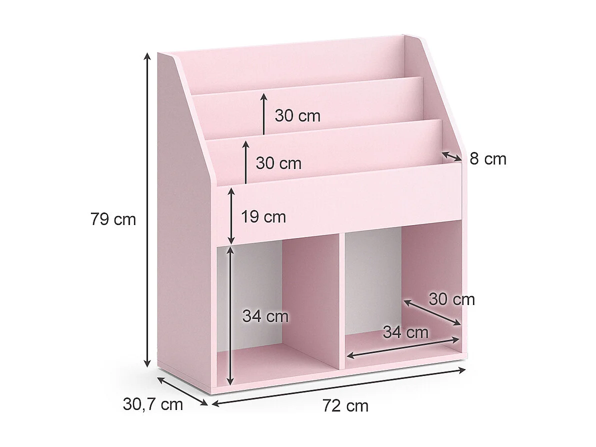 Kinderboekenkast roze 72x30.7x79 luigi