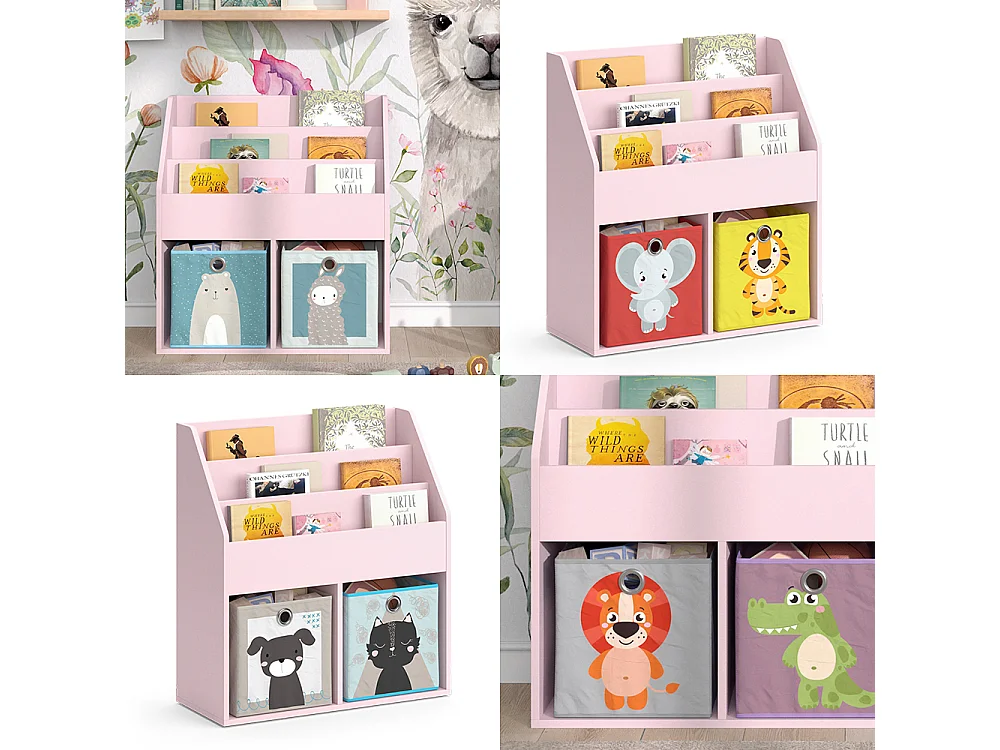Bibliothèque enfant rose 72x30.7x79 luigi