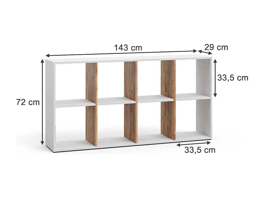 Meuble de rangement cube chêne blanc/force de lor 143x29x72 scutum