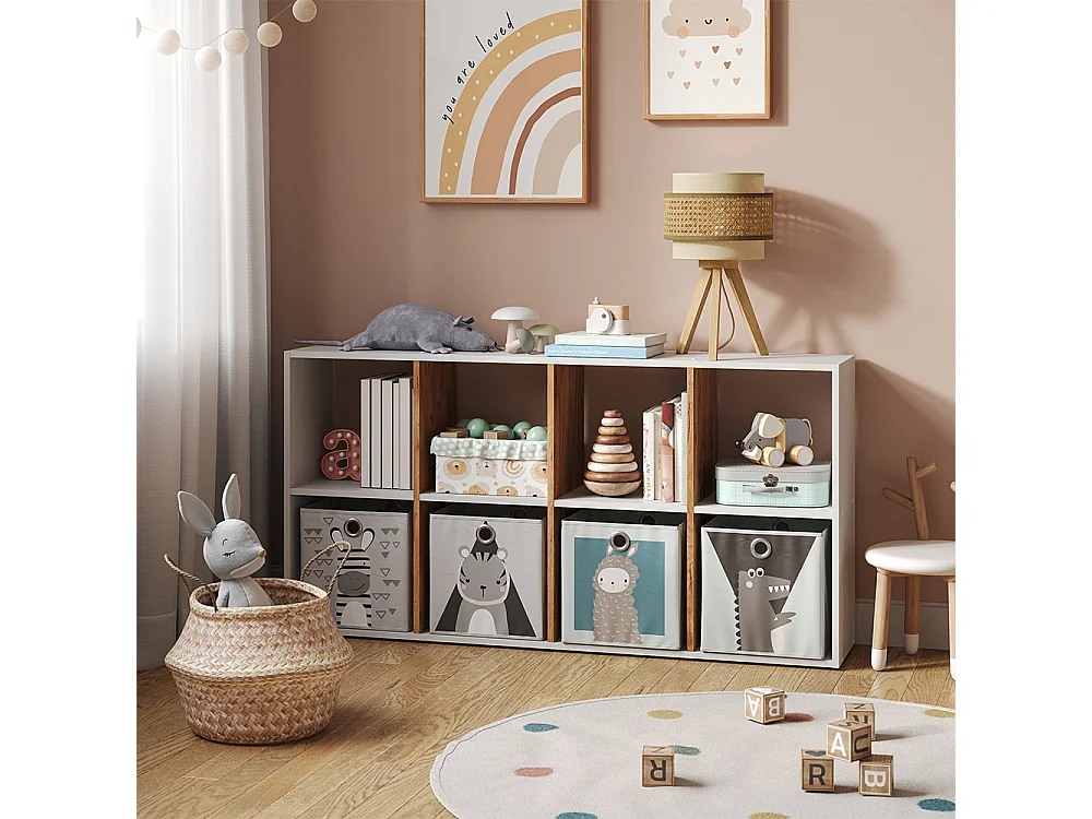 Meuble de rangement cube chêne blanc/force de lor 143x29x72 scutum