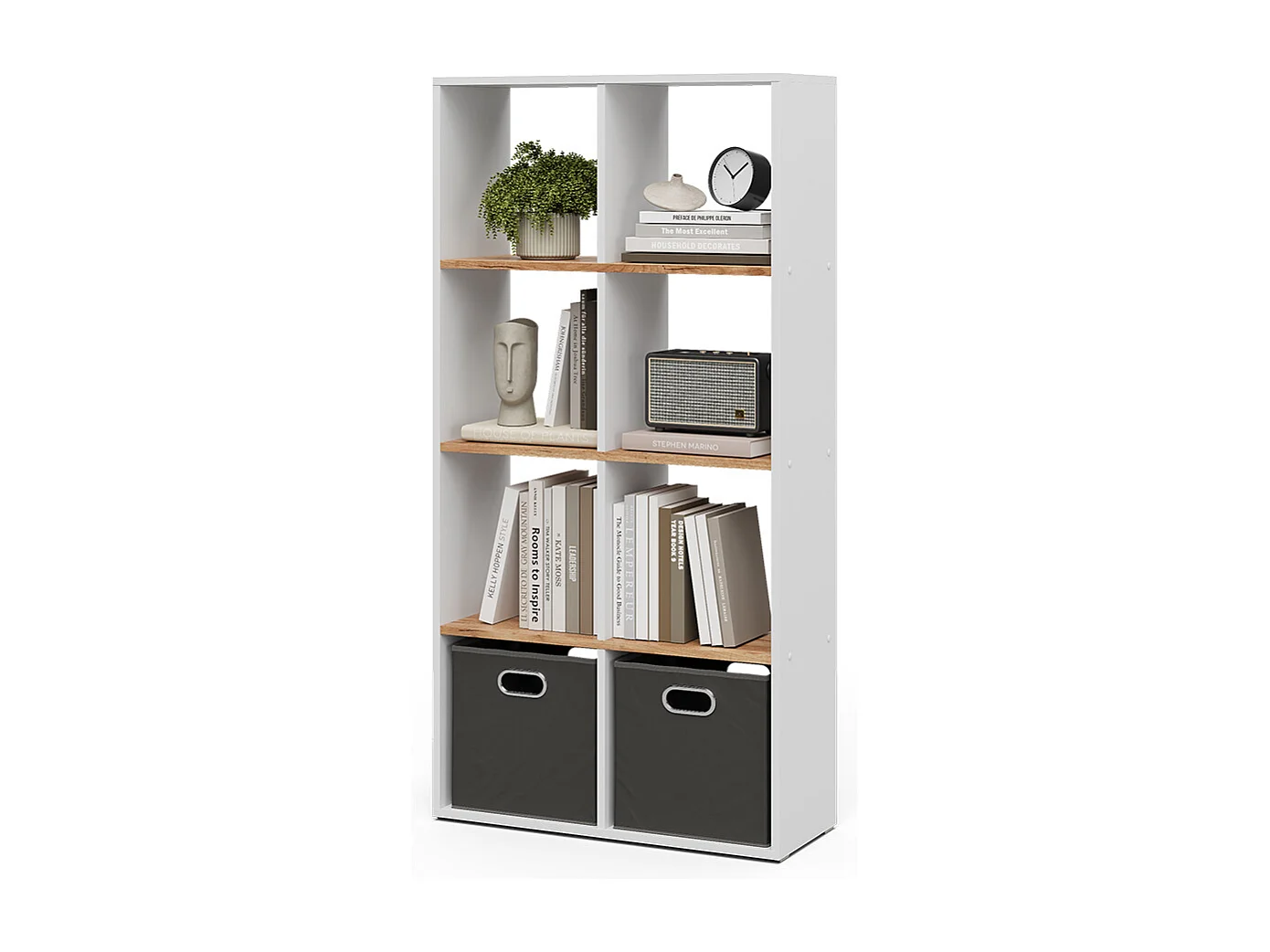Meuble de rangement cube chêne blanc/force de lor 143x29x72 scutum