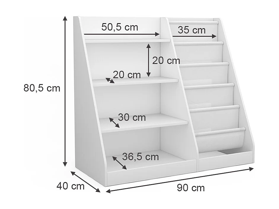 Kinderregal weiß 90x40x80.5 conny