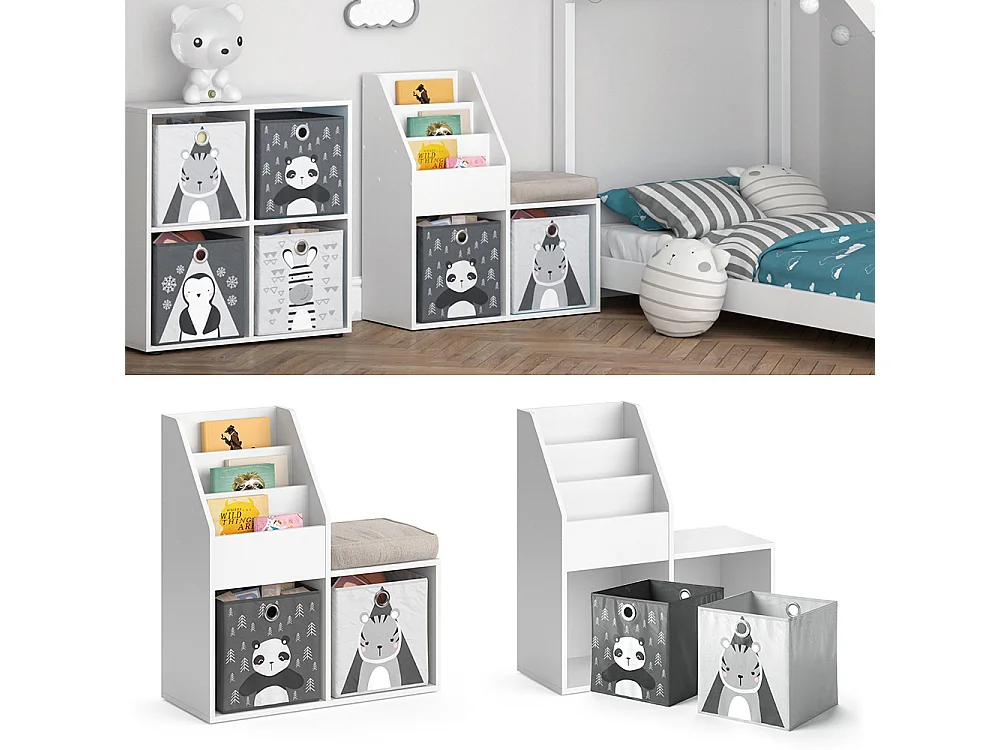 Bibliothèque enfant blanc 30.9x72x79 luigi