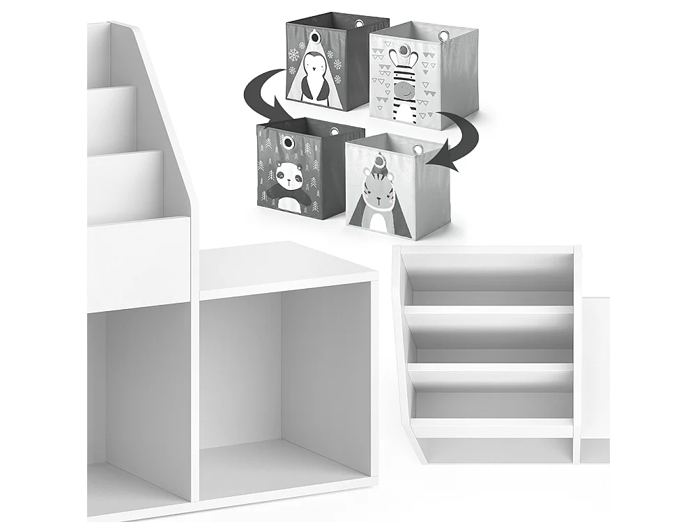 Bibliothèque enfant blanc 30.9x72x79 luigi