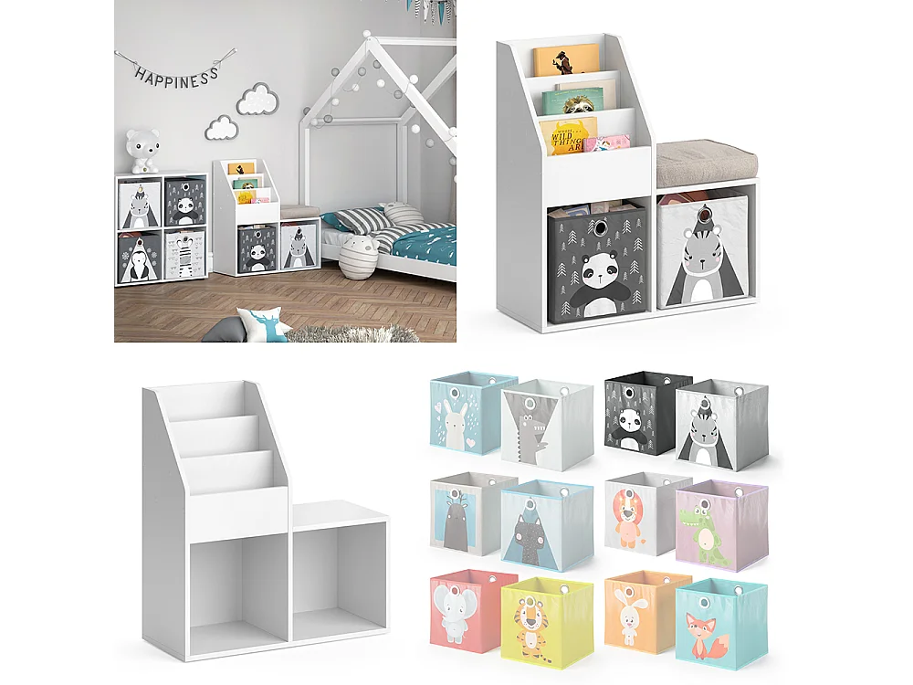 Bibliothèque enfant blanc 30.9x72x79 luigi