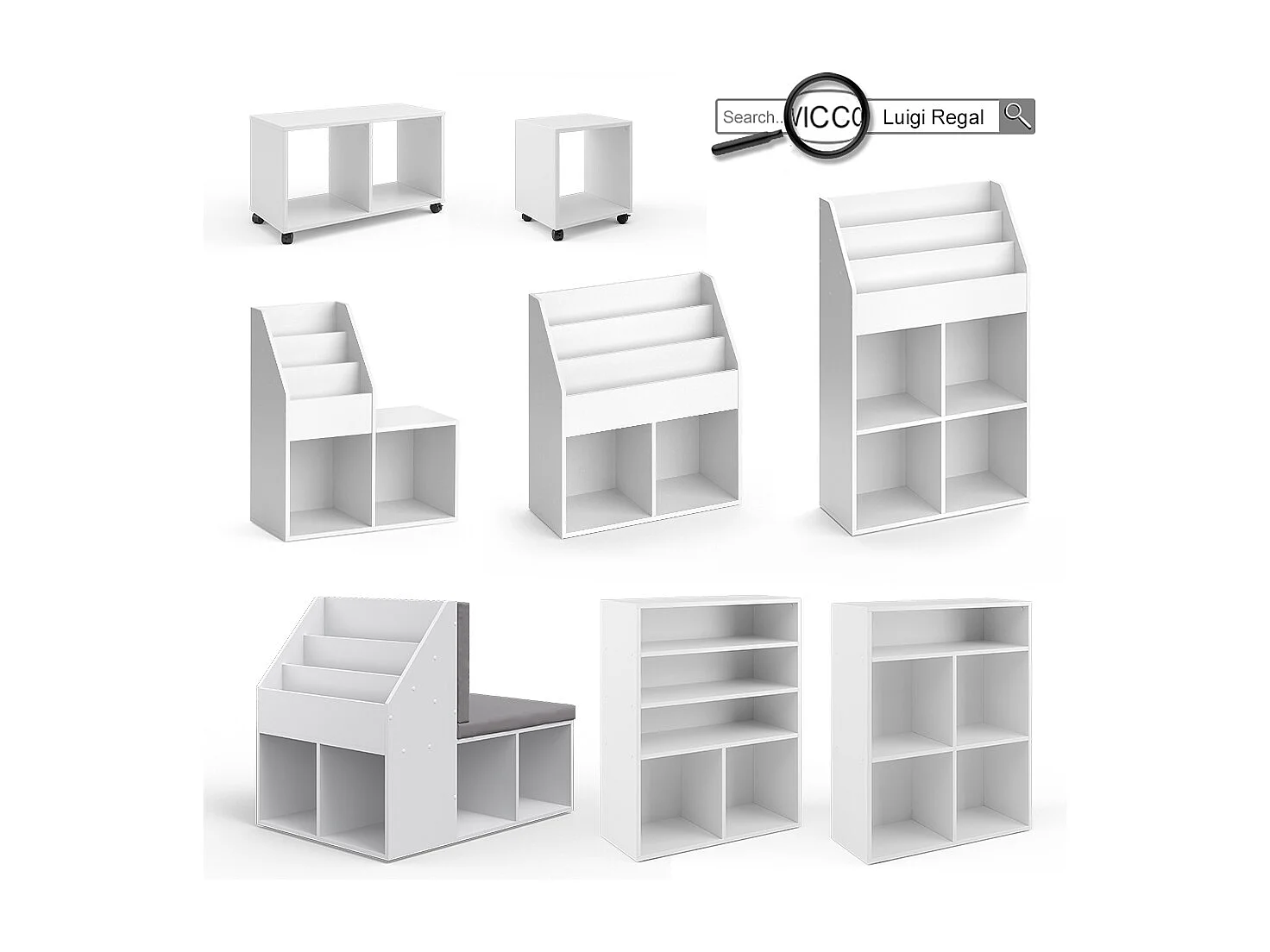 Bibliothèque enfant blanc 72x30.6x90.2 luigi