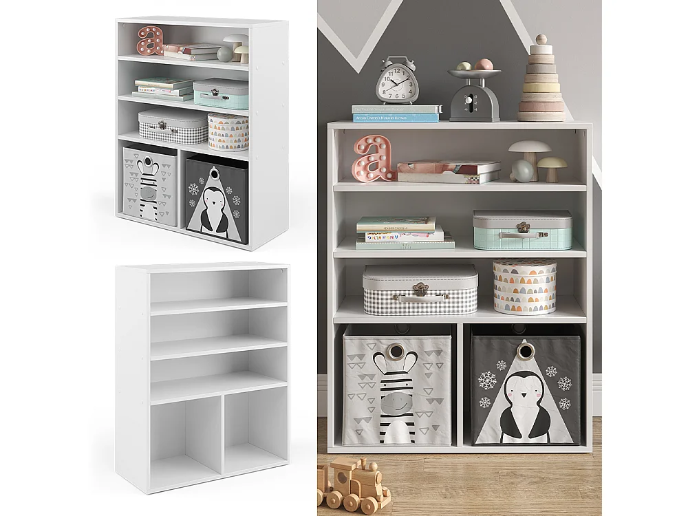 Bibliothèque enfant blanc 72x30.6x90.2 luigi