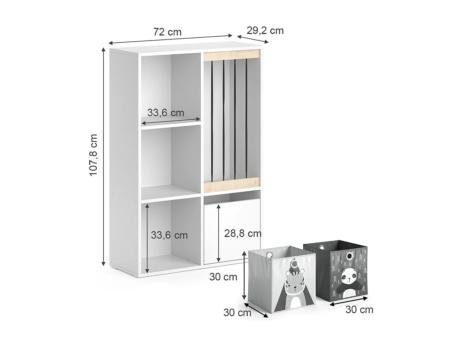 Bibliothèque enfant blanc 29.2x72x107.8 luigi