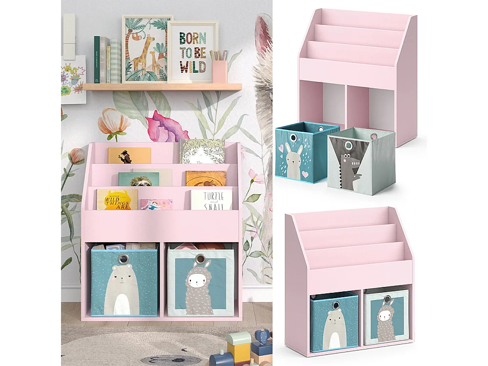Kinderboekenkast roze 72x30.7x79 luigi