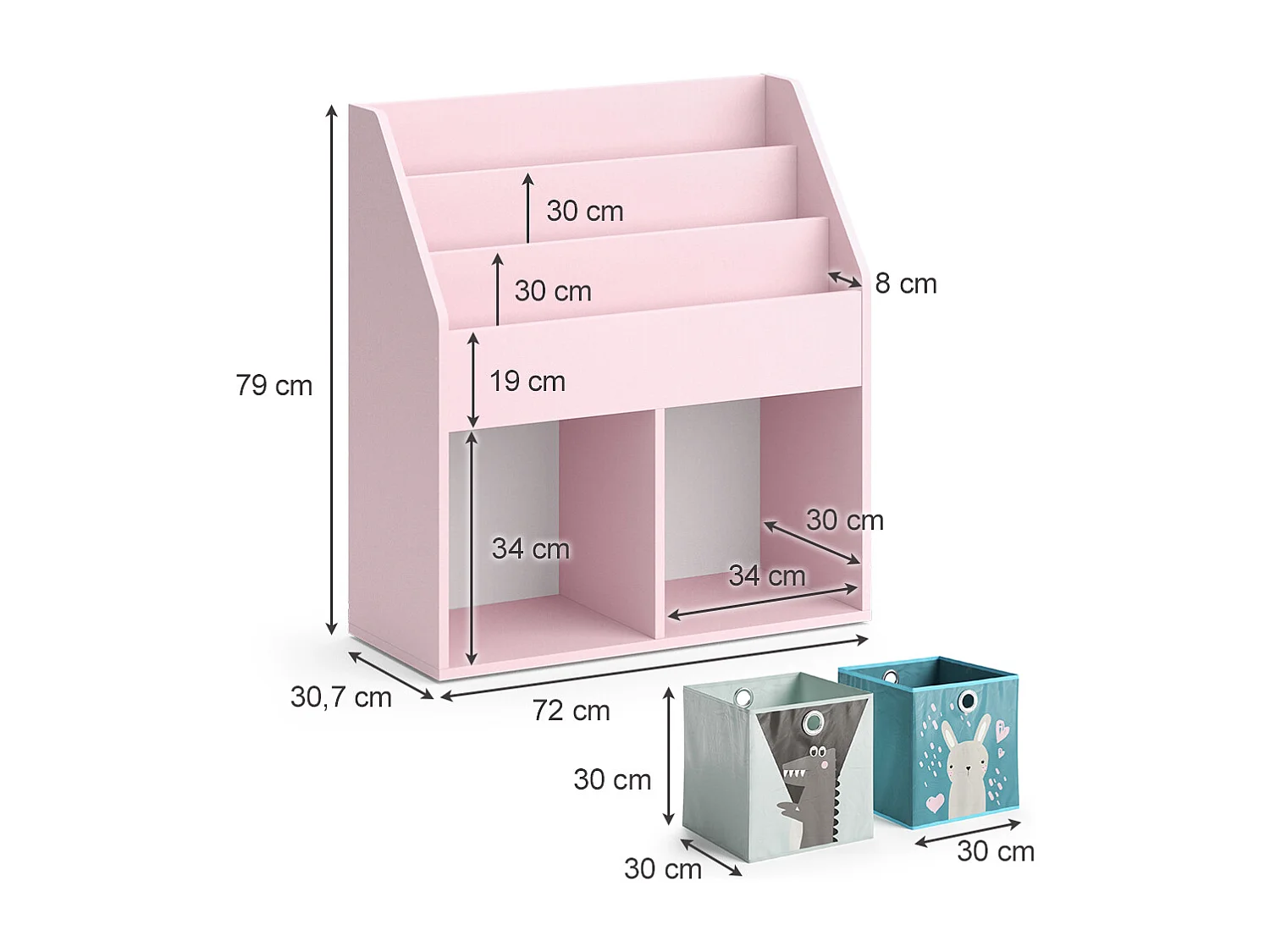 Kinderboekenkast roze 72x30.7x79 luigi