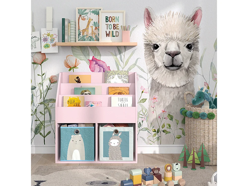 Bibliothèque enfant rose 72x30.7x79 luigi